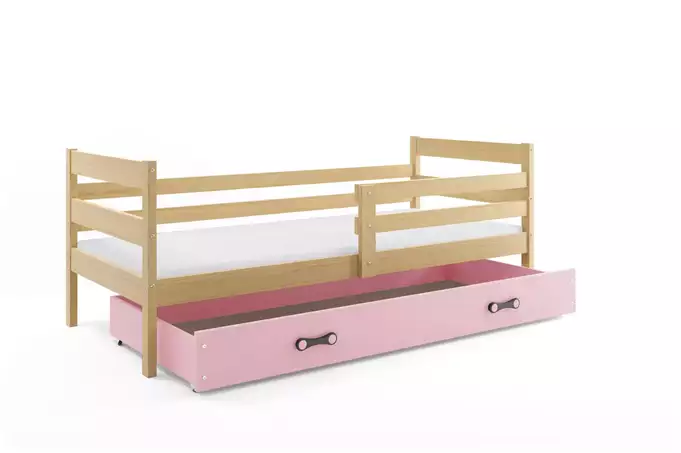 ERYK single youth bed 80x190 with mattress and drawer, pine/pink - Image 6