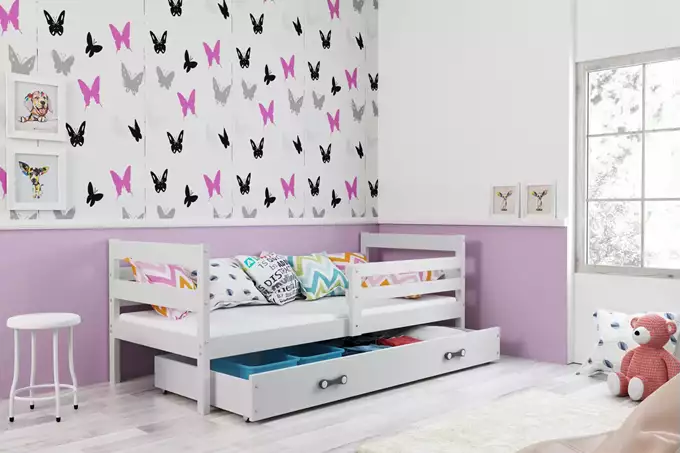 ERYK 80X190 single youth bed with drawer, white - Image 3