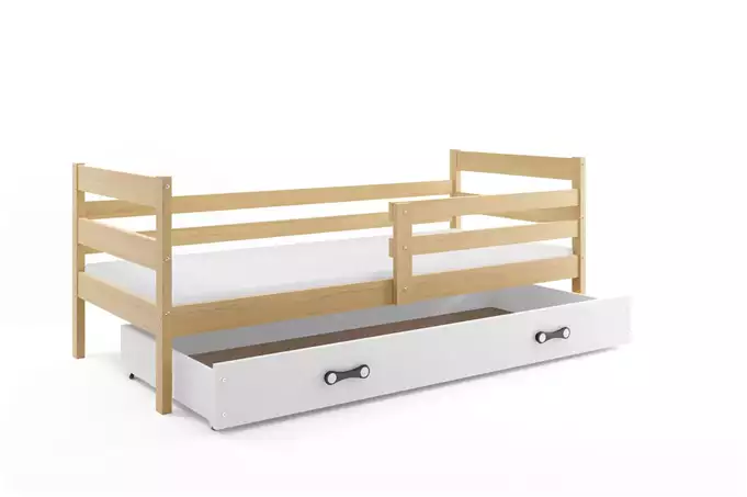 ERYK single youth bed 80x190 with drawer, pine/white - Image 4