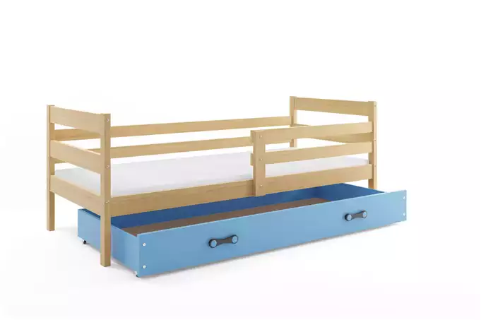 ERYK 80X190 single youth bed with drawer, pine/blue - Image 4