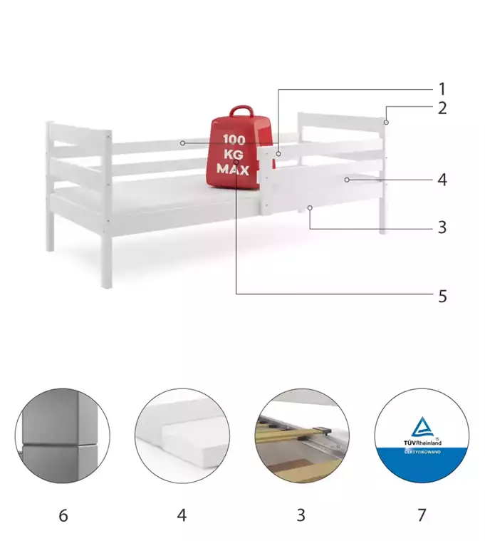 ERYK single youth bed 90x200, white - Image 6