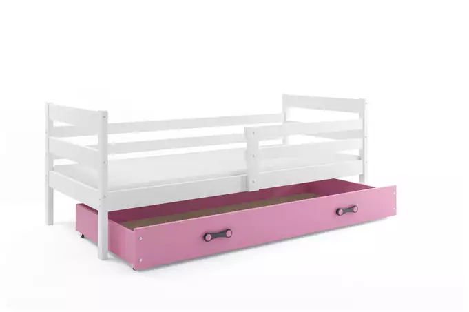 ERYK single youth bed 90x200 with mattress and drawer, white/pink - Image 5