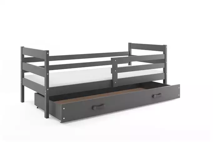 ERYK 90X200 single youth bed with mattress and drawer, graphite color - Image 4