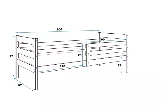 ERYK single youth bed 90x200 with mattress, pine - Image 4