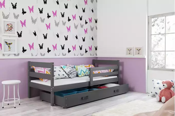 ERYK 90X200 single youth bed with drawer, graphite color - Image 3