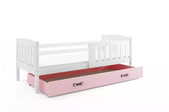 KUBUŚ youth single bed 90x190 with drawer, white/pink - Image 3