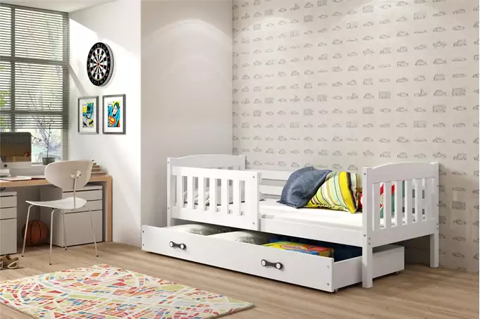 KUBUŚ single youth bed 90x200 with drawer, white - Image 4