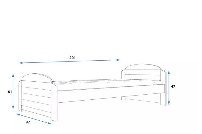 LILI single youth bed 90X200, graphite color - Image 4