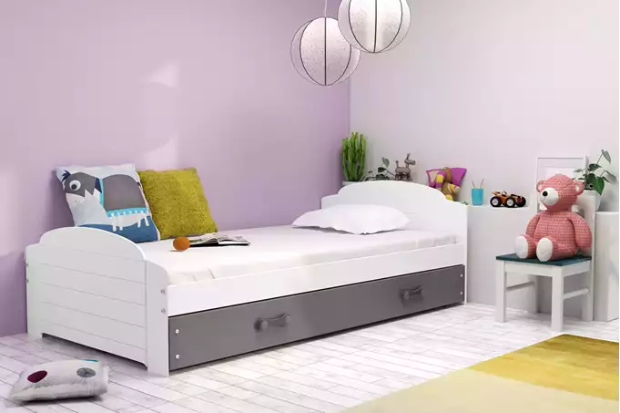 LILI single youth bed 90x200 with mattress and drawer, white/graphite - Image 4