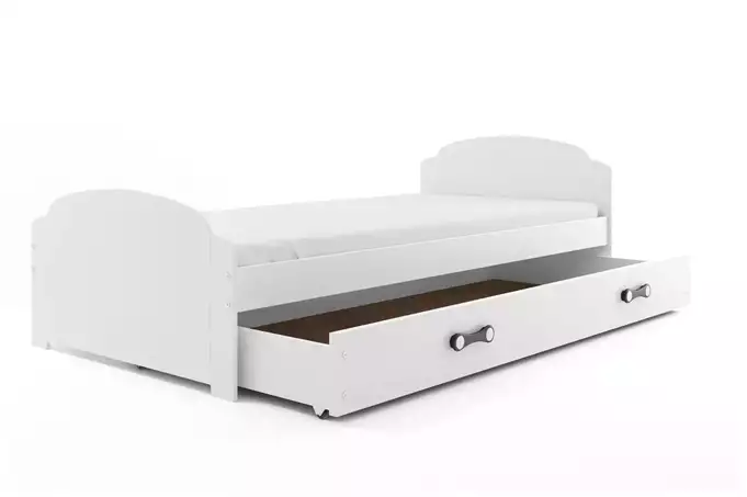LILI single youth bed 90x200 with mattress and drawer, white - Image 4