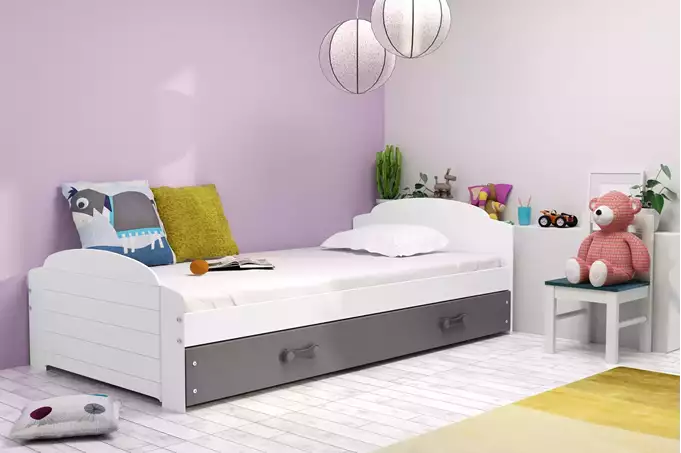 LILI single youth bed 90x200 with drawer, white/graphite - Image 4