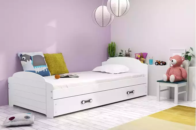 LILI single youth bed 90x200 with drawer, white - Image 4