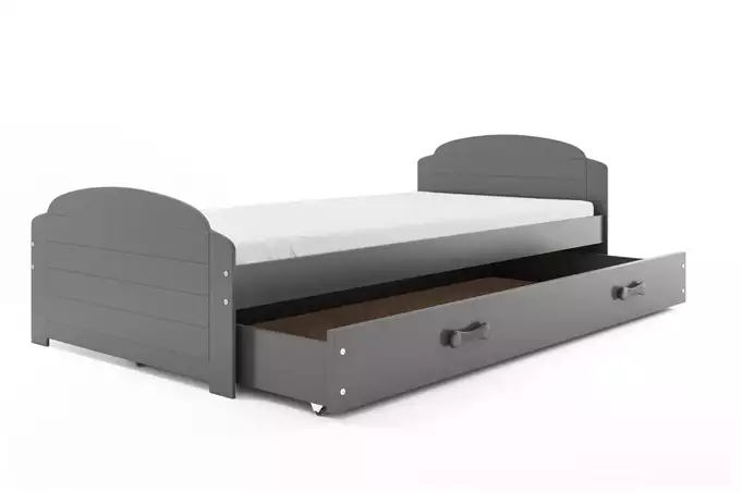 LILI single youth bed 90x200 with drawer, graphite color