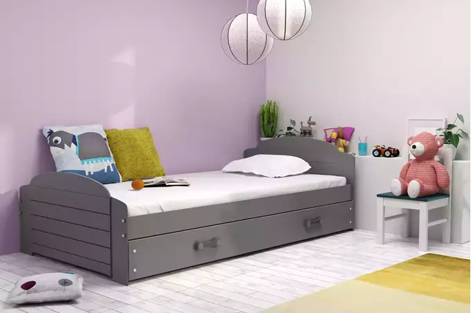 LILI single youth bed 90x200 with drawer, graphite color - Image 2