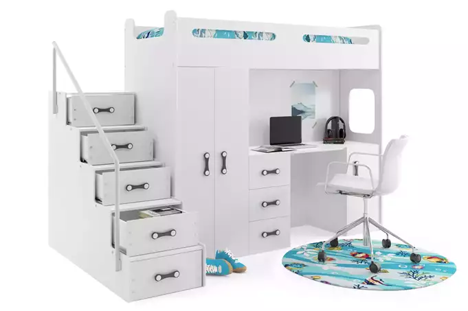 MAX 4 single bed for youth 80x200 with table, white - Image 4