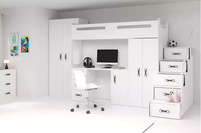 MAX 4 single bed for youth 80x200 with table, white - Image 6