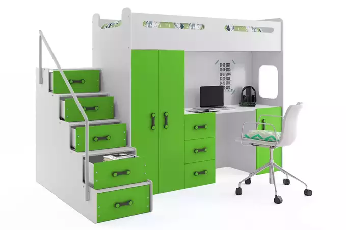 MAX 4 single bed for youth 80x200 with table, green - Image 4