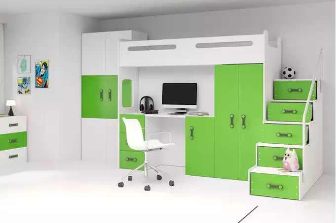 MAX 4 single bed for youth 80x200 with table, green - Image 6