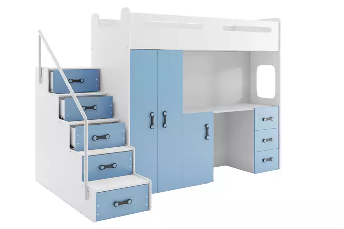 MAX 4 single youth bed 80x200 with mattress and table, blue - Image 3