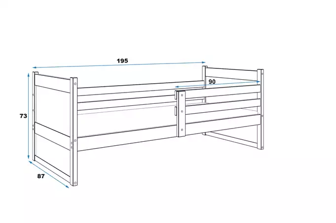 RICO single bed for youth 80x190, white/blue - Image 5