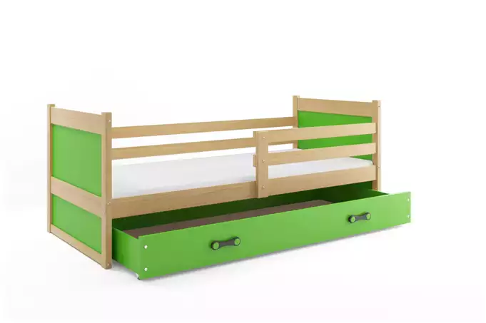 RICO single youth bed 80x190 with drawer, pine/green - Image 4
