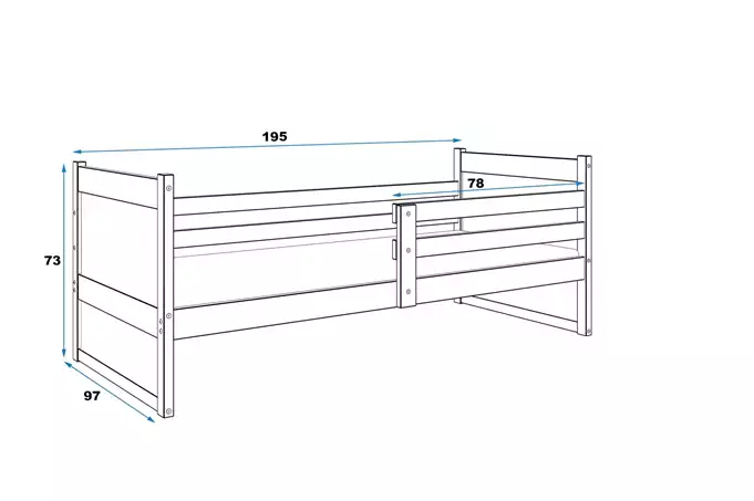 RICO single youth bed 90x190 with mattress, graphite/blue - Image 5