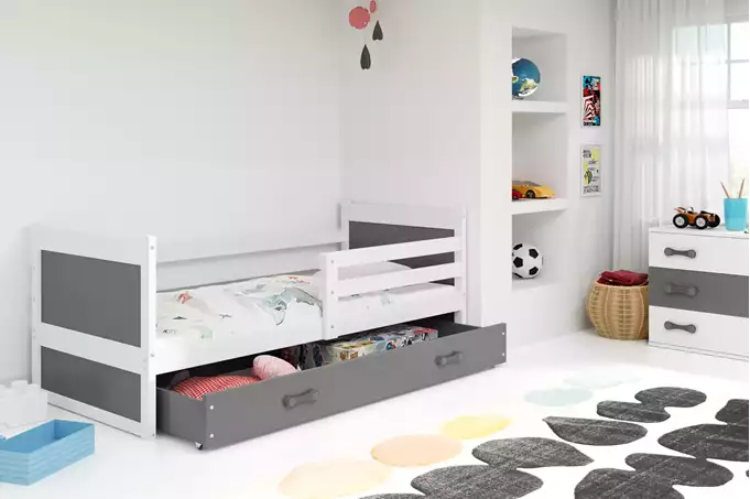 RICO single youth bed 90x190 with drawer, white/graphite - Image 3