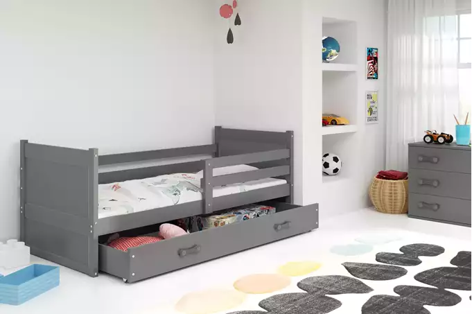RICO single youth bed 90x190 with drawer, graphite color - Image 3