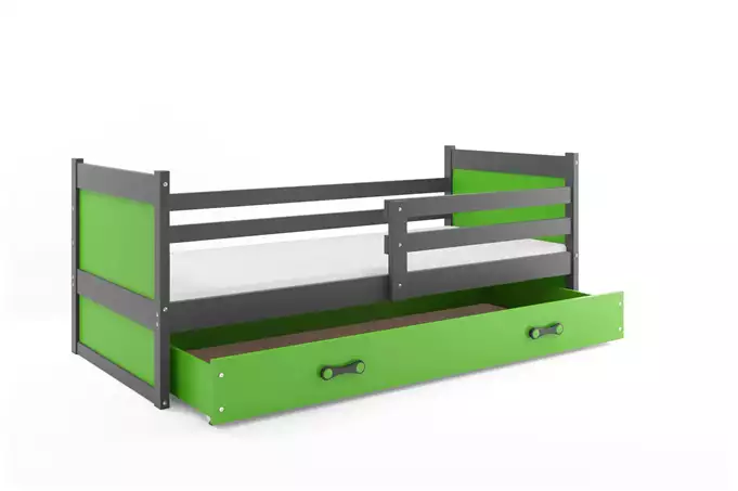 RICO single youth bed 90x190 with drawer, graphite/green - Image 4
