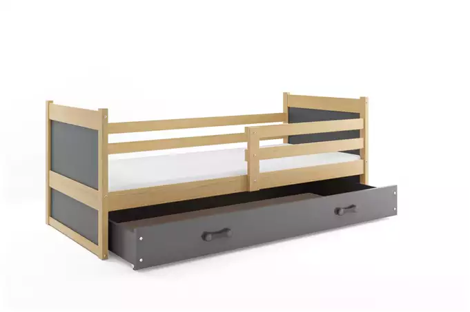 RICO single youth bed 90x190 with drawer, pine/graphite - Image 4