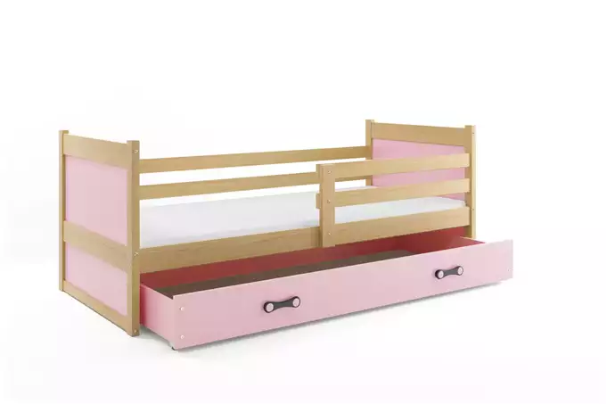 RICO single youth bed 90x190 with drawer, pine/pink - Image 4