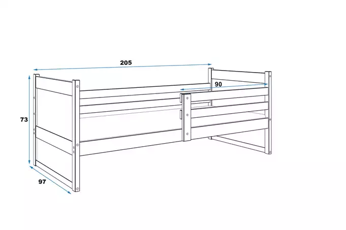 RICO single youth bed 90x200 with mattress, graphite/white - Image 5