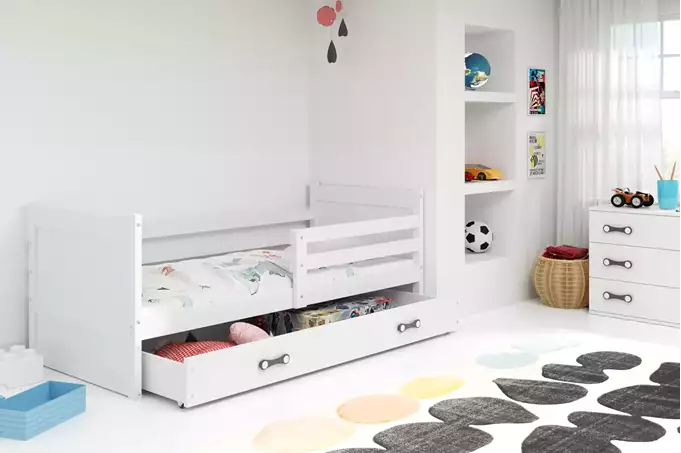 RICO single youth bed 90x200 with mattress and drawer, white - Image 3
