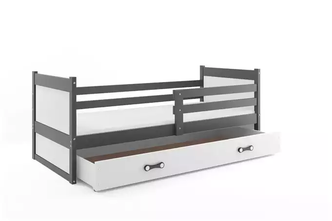 RICO single youth bed 90x200 with mattress and drawer, graphite/white - Image 4