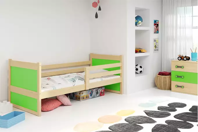 RICO single youth bed 90x200 with mattress, pine/green - Image 4