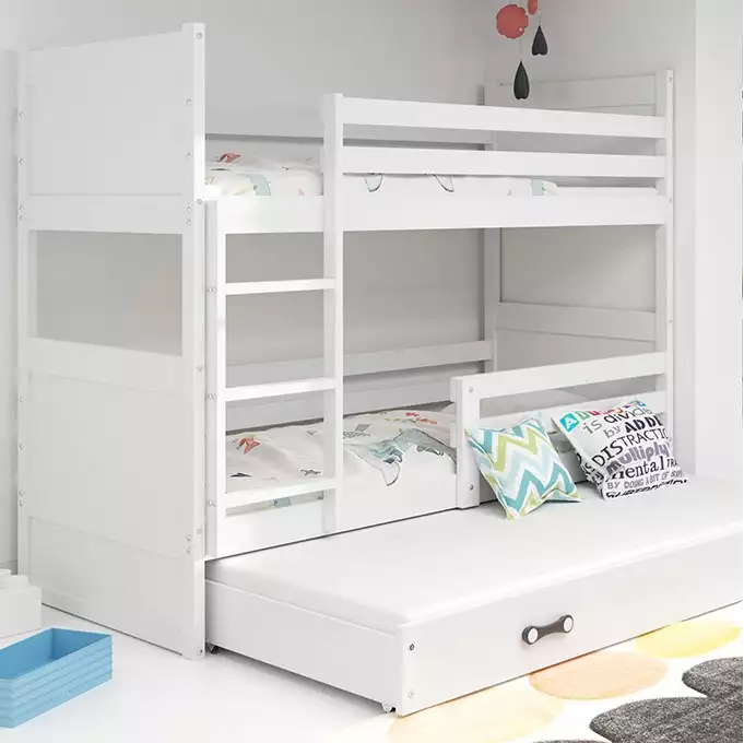 RICO 90X190 three-person youth bed with drawer, white