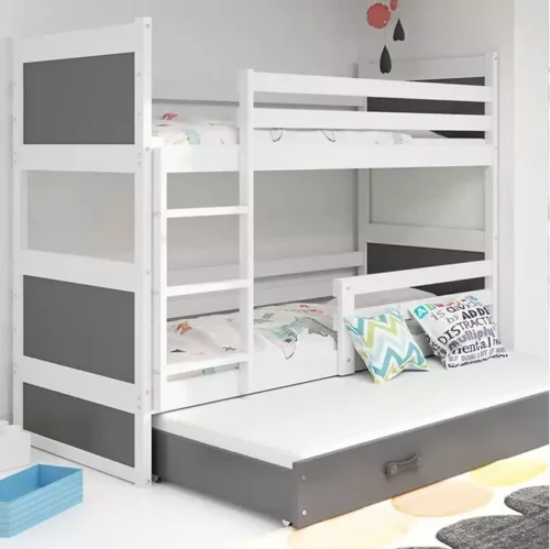RICO 90X190 three-person youth bed with drawer, white/graphite