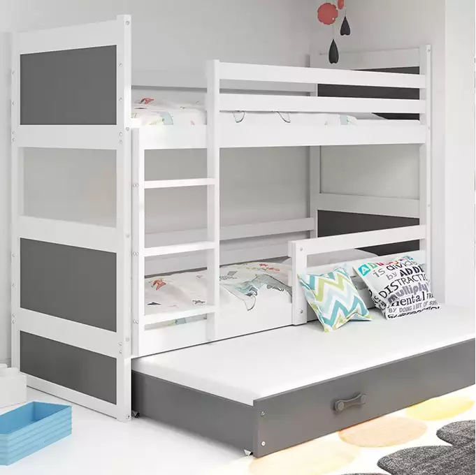 RICO 90X190 three-person youth bed with drawer, white/graphite