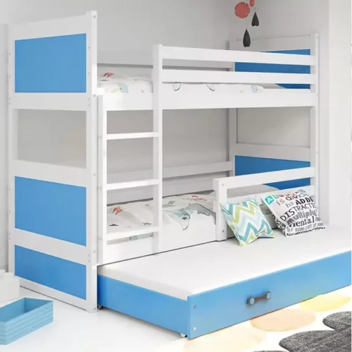 RICO 90X190 three-person youth bed with drawer, white/blue