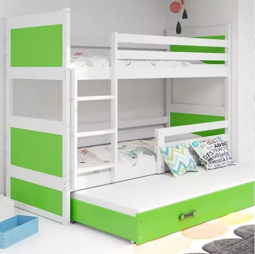RICO 90X190 three-person youth bed with drawer, white/green
