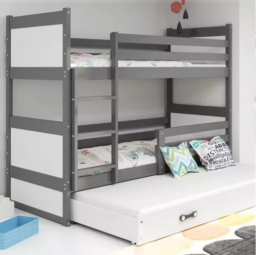 RICO 90X190 three-person youth bed with drawer, graphite/white