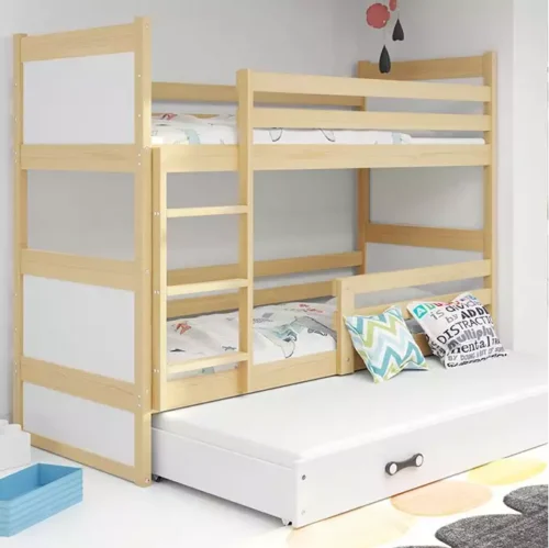 RICO 90X190 three-person youth bed with drawer, pine/white