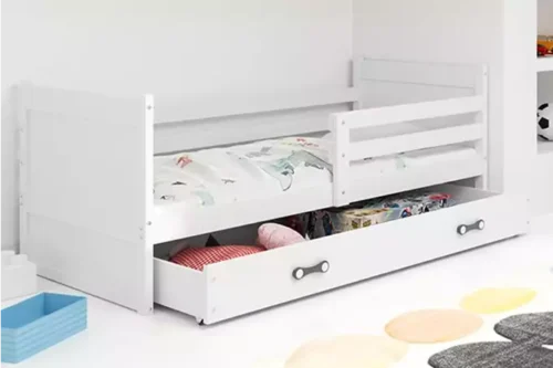 RICO single youth bed 90×200 with drawer, white