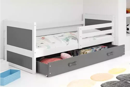 RICO single youth bed 90×200 with drawer, white/graphite