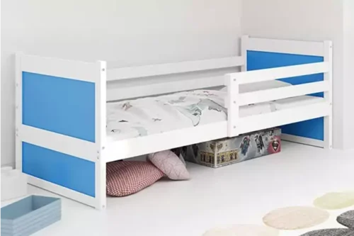 RICO single youth bed 90×190 with mattress, white/blue