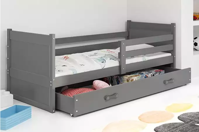 RICO single youth bed 90x200 with drawer, graphite color