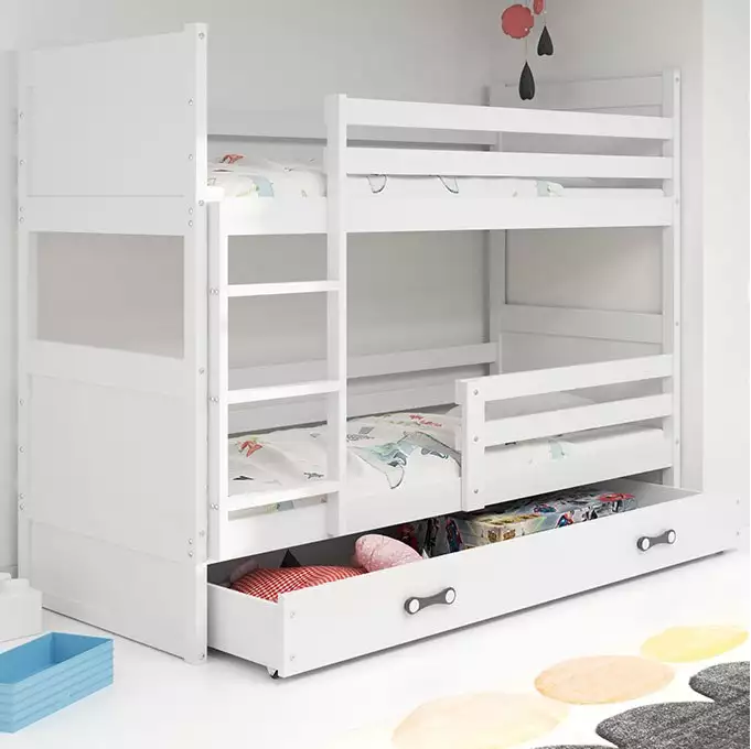 RICO youth bunk bed 90x190 with drawer, white