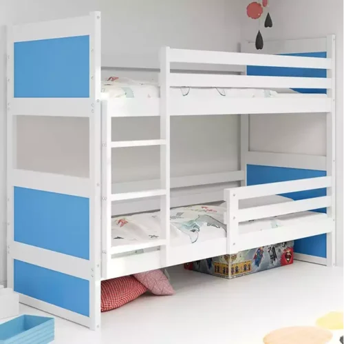 RICO youth bunk bed 90×190 with mattress, white/blue