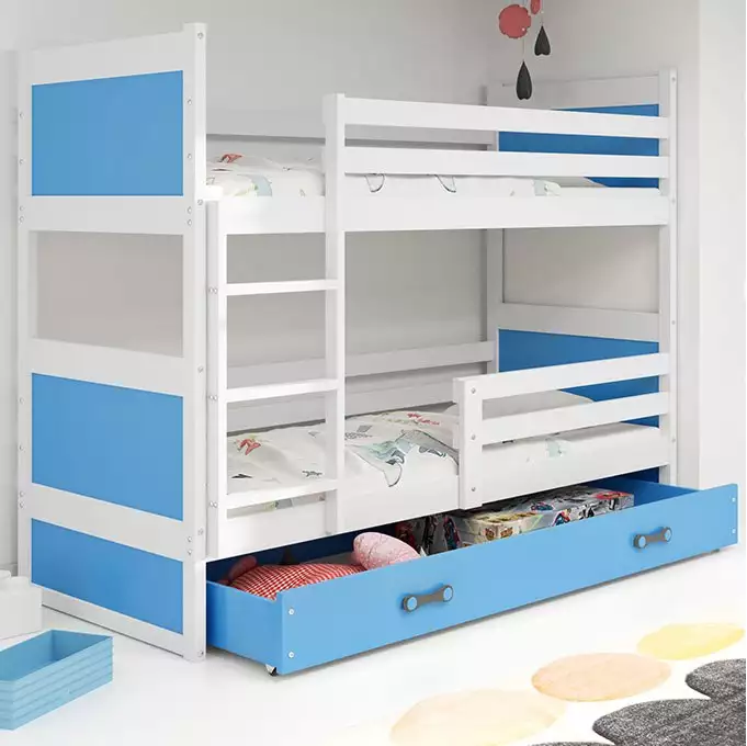 RICO youth bunk bed 90x200 with drawer, white/blue