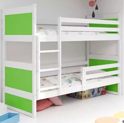 RICO youth bunk bed 90×190 with mattress, white/green
